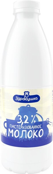 Молоко Здравушка 3.2% 930мл