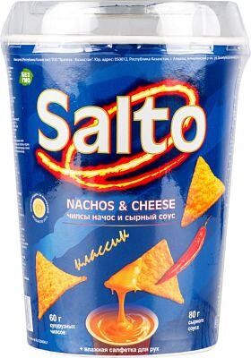 Чипсы кукурузные Salto Начос Классик с сырным соусом, 60+80 г