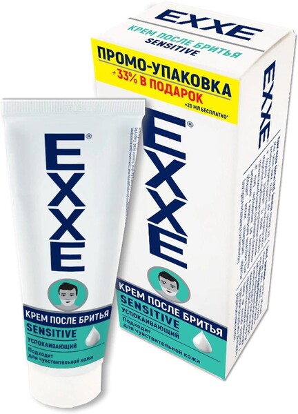 Крем п/бритья Sensitive, ПРОМО 33% В ПОДАРОК!, EXXE, 80 мл., картон