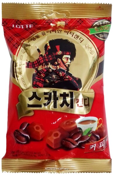 Карамель леденцовая cо сливочно-кофейным вкусом Lotte Scotch Candy Trio, 157 гр., флоу-пак