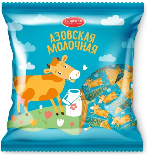 Карамель Азовская КФ, молочная, 250 гр., флоу-пак
