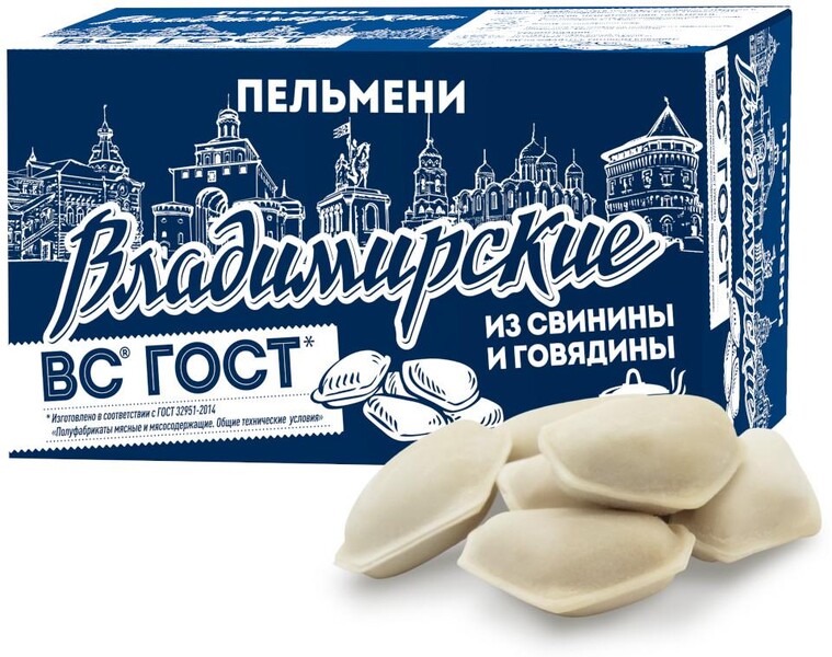 Пельмени Стародворье Владимирский стандарт со свин./гов., 800 гр., картон