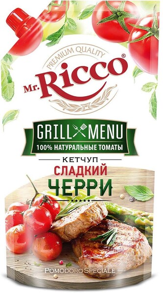 Кетчуп Mr. Ricco сладкий черри Grill Menu , 350 гр., дой-пак с дозатором