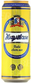 Пиво Рязанское светлое пастеризованное, Жигулевское 4%, 500 мл., ж/б