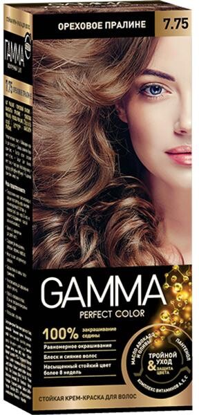 Стойкая крем-краска GAMMA PERFECT COLOR тон 7.75 ореховое пралине, 0.13л