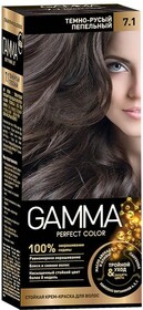 Стойкая крем-краска GAMMA PERFECT COLOR тон 7.1 темно-русый пепельный, 0.13л