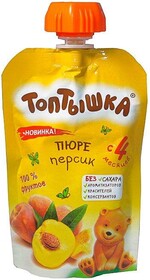 Пюре Топтышка из персиков , 90 гр., пауч