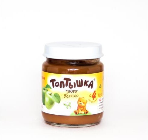 Пюре Топтышка яблочное, 100 гр., стекло