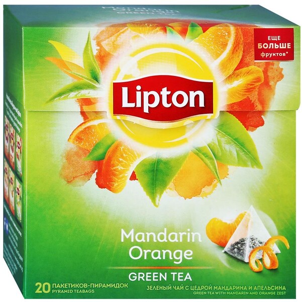 Чай Lipton green tea Mandarin Orange, 20 пакетиков по 1,8г