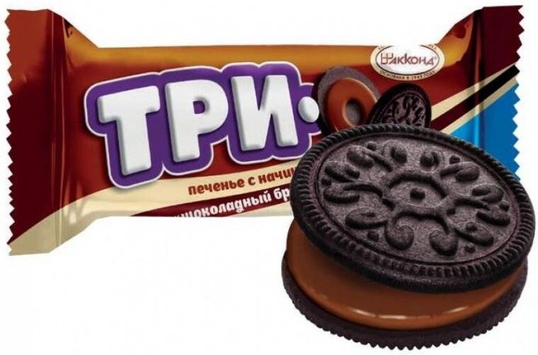 Печенье Акконд, Трио какао с начинкой шоколадный брауни, 45 гр., флоу-пак