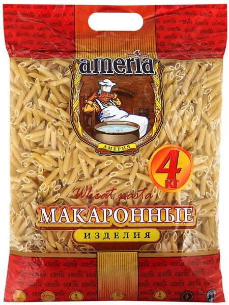 Макаронные изделия Аmeria Перья рифленые №23 4 кг
