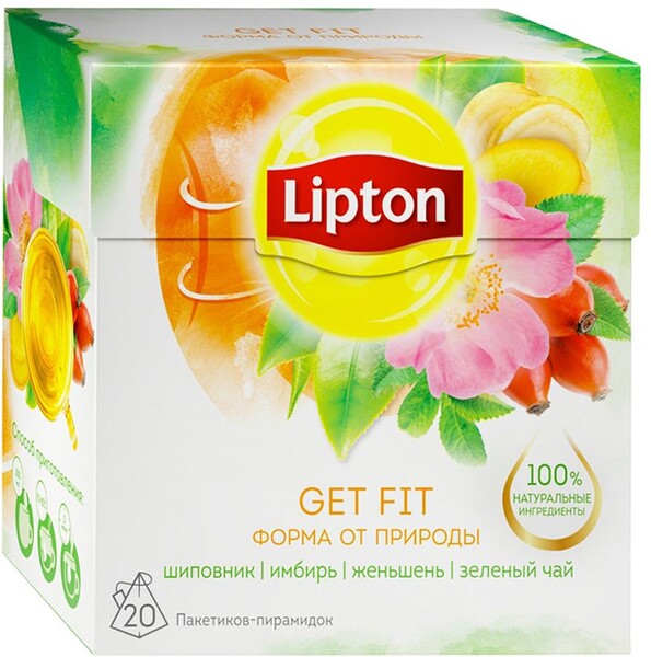 Чай Lipton зеленый Get Fit, 20 пакетиков