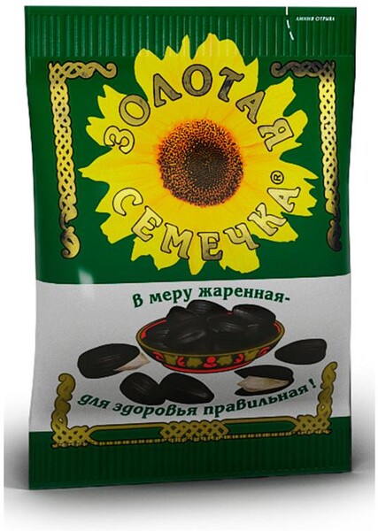 Семечки Золотая Семечка подсолнечные семена подсолнечника обжаренные, 50 гр., флоу-пак