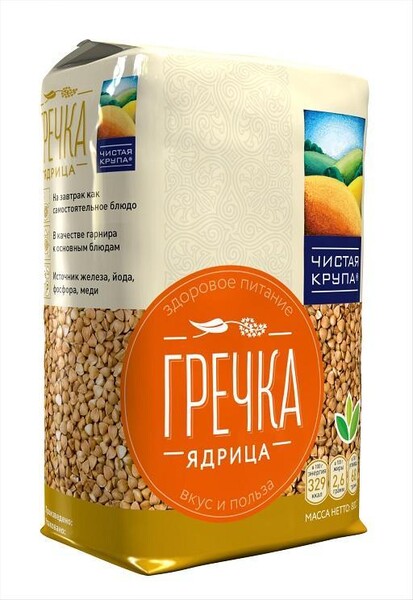 Крупа Чистая крупа Гречневая ядрица быстроразвар. 800 гр., флоу-пак