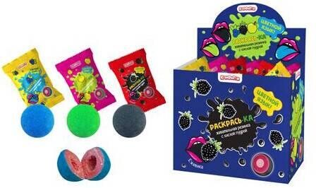 Жевательная резинка Конфитой Раскрась-ка с кислой пудрой внутри 3 вкуса, 4 гр., флоу-пак