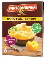 Пюре Картошечка, Картофельное быстрого приготовления, 150 гр., картон