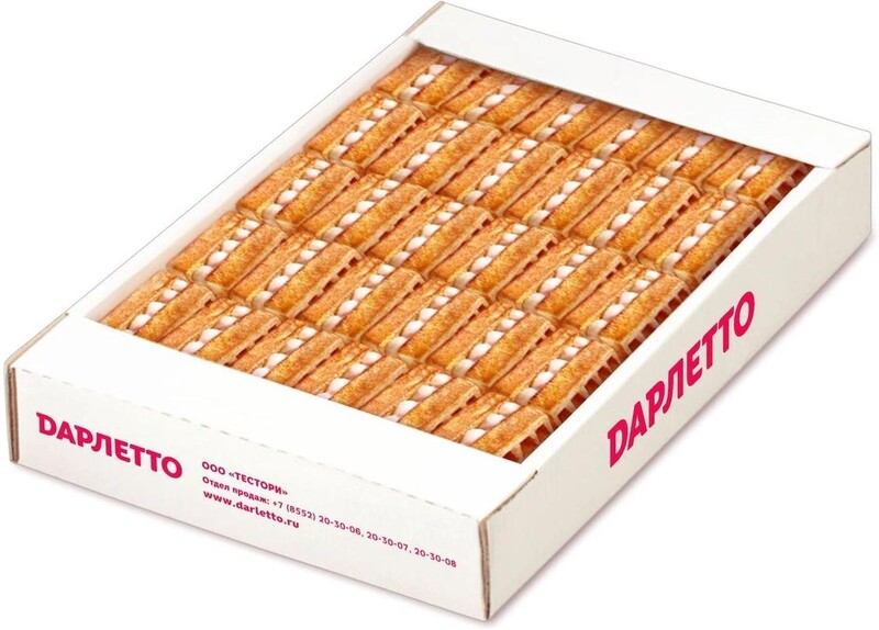 Вафли Дарлетто мягкие с суфле и фруктовой начинкой малина Тестори, 1,08 кг., картон, телевизор