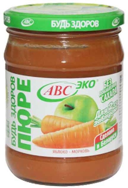 Пюре Будь здоров яблочно-морковное, 280 гр., стекло