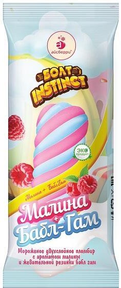 Мороженое Инстинкт двухслойное пломбир малина бабл гам эскимо 55 гр., флоу-пак