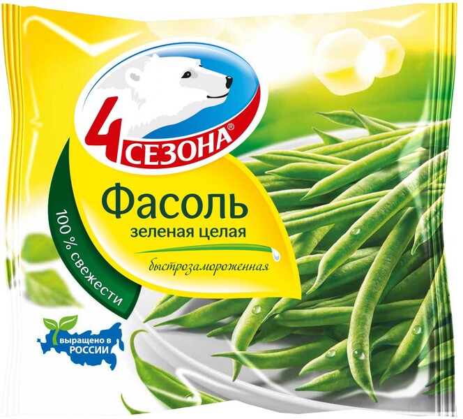 Фасоль стручковая «4 Сезона» целая быстрозамороженная, 400 г