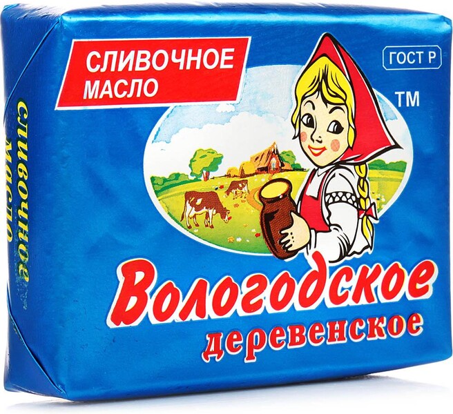 Масло Вологодское деревенское 82,5%, 200 гр., обертка