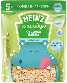 Каша овсяная HEINZ Я пробую, молочная, с 5 месяцев, 180г Россия, 180 г