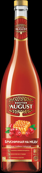 Настойка полусладкая Doctor August Брусничная на меду 0,5 л