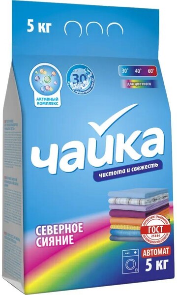 Порошок Чайка автомат для цветного Северное сияние, 5.00кг