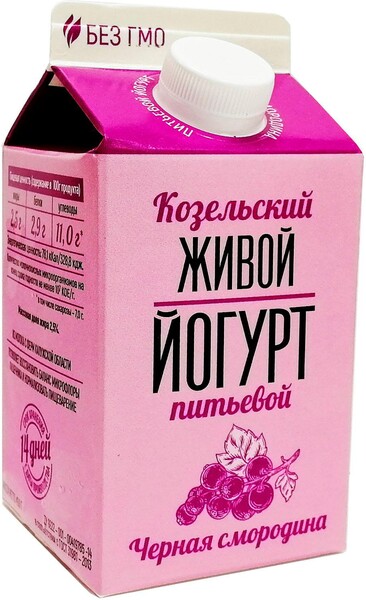Йогурт Козельский живой чёрная смородина 2,5%