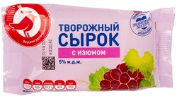 Сырок творожный АШАН Красная птица с ароматом изюма, 90 г