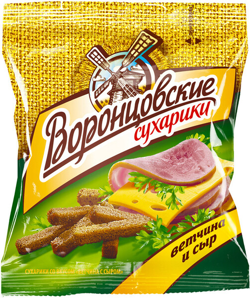 Сухарики Воронцовские ржано-пшеничные Ветчина и Сыр 40г