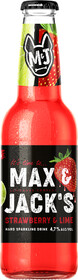 Напиток пивной MAX&JACK'S Strawberry Lime Клубника, лайм нефильтрованный пастеризованный 4,7%, 0.4л Россия, 0.4 L