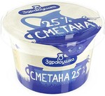 Сметана Здравушка 25%, 180 гр., ПЭТ