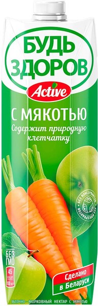 Нектар АВС яблочно-морковный  с мякотью стерилизованый,1 л., тетра-пак