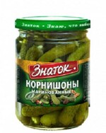 Огурцы корнишоны маринованные 3-6 см. Знаток, 350 гр., стекло
