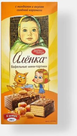 Торт Вафельный Аленка с Миндалем и Соленой Карамелью 250гр