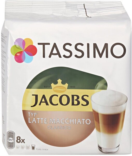 Кофе Tassimo Jacobs Latte Macchiato с жидким молоком в капсулах 8 порций