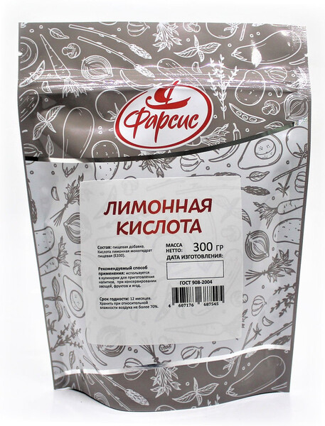 Лимонная кислота пищевая, для выпечки, для консервации 300 гр.