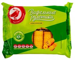 Рулетики АШАН Красная птица вафельные классические, 180 г