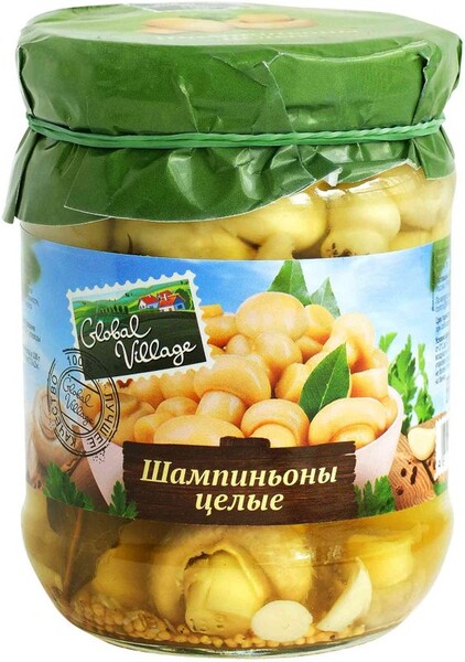 Грибы Global Village Шампиньоны маринованные стерилизованные 480г