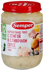 Пюре Semper Картофельное с семгой в сливочном соусе для детей с 12 месяцев, 190г