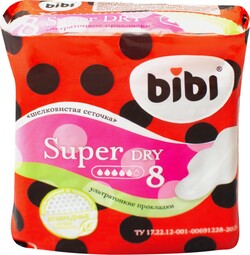 Прокладки BIBI Super Dry, 8шт Россия, 8 шт