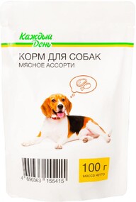 Корм для собак «Каждый День» мясное ассорти, 100 г