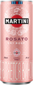 Напиток Martini Rosato газированный полусухой розовый ж/б, 10%, 250мл