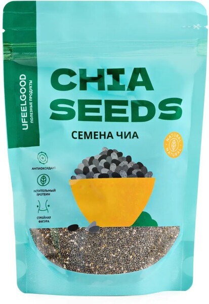 Семена чиа, натуральные, пп продукты, здоровое питание,  суперфуд, UFEELGOOD, 200 г.