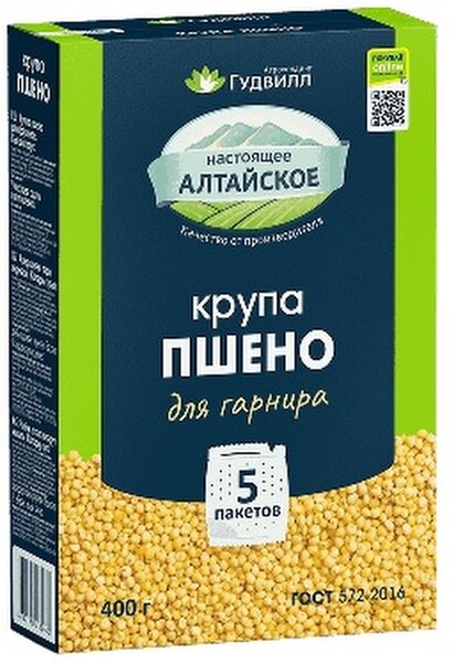 Пшено Гудвилл Экстра шлифованное, 400 гр., картон