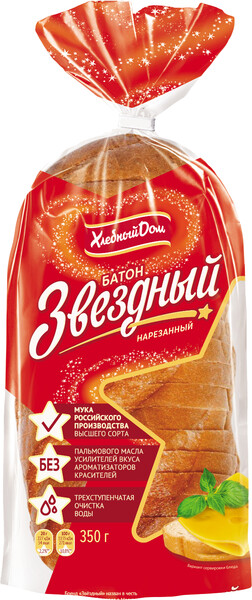 Батон Хлебный дом Звездный нарезанный 350г