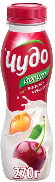 Йогурт Чудо со вкусом Вишня-Черешня 2,4%, 270г