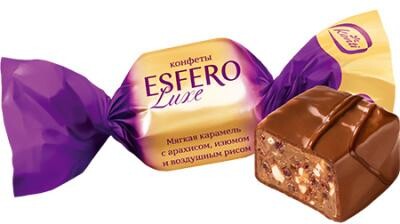 Конфеты Konti Esfero Luxe карамель-арахис-изюм-возд.рис,500 гр., флоу-пак