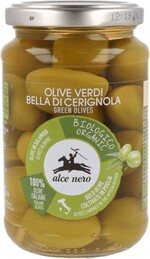 Оливки Alce Nero зеленые Bella di Cerignola в рассоле BIO 350 г